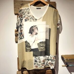 Bali Patchwork Graphic V-Neck T-Shirt